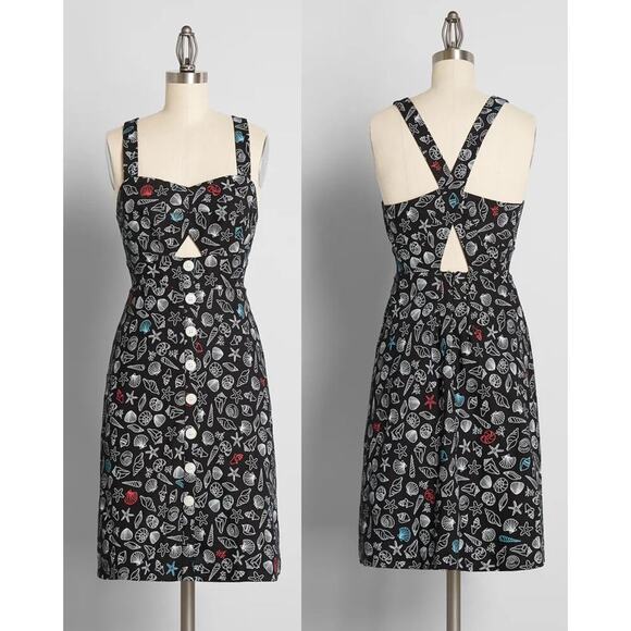 🔴ModCloth Seashore Spectacular Fit‎ and Flare Dress size 10 New - Picture 1 of 11